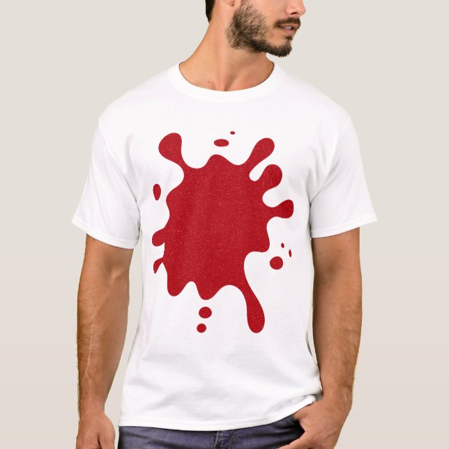 Anpassningsbar rödfärgad T-shirt med droppdesign (Framsida)