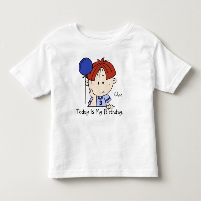 Anpassningsbar Rödhårig Boy med Balloon Birthday T T-shirt (Framsida)