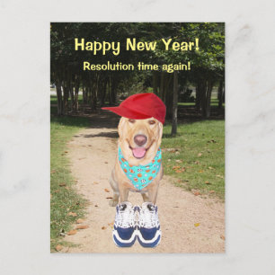 Anpassningsbar Rolig Hund Nyårsresolution Helg Vykort