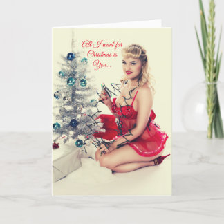 Anpassningsbar rolig sexig pinup-tjej helgkort