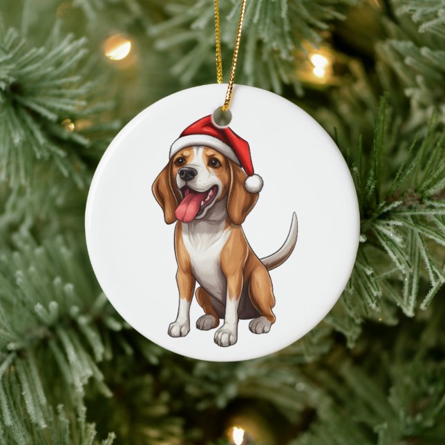 Anpassningsbar Roligt Beagle-Hund - jul Julgransprydnad Keramik (Träd)