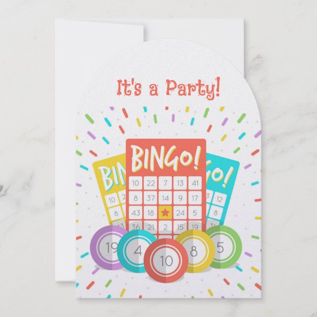 Anpassningsbar roligt Bingo Theme Birthday Inbjudningar (Framsida)
