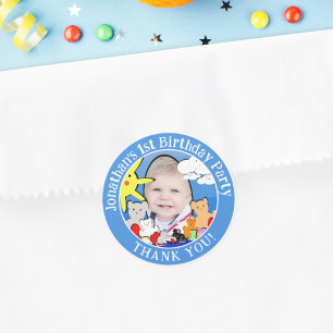 Anpassningsbar Roligt Cute Animals Birthday Tack Runt Klistermärke