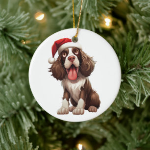 Anpassningsbar Roligt English Springer Spain Hund Julgransprydnad Keramik