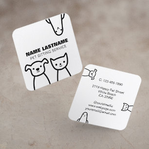 Anpassningsbar Roligt Enkel Cute Hund Cat Bird Pet Fyrkantigt Visitkort