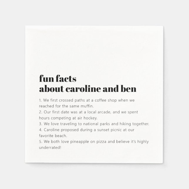 Anpassningsbar Roligt Facts Bride Groom Bröllop Bl Pappersservett (Framsidan)