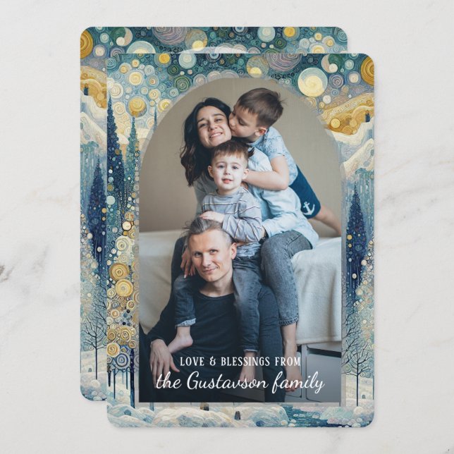 Anpassningsbar Roligt Färgfull Abstrakt Winter Won Julkort (Fram/baksida)