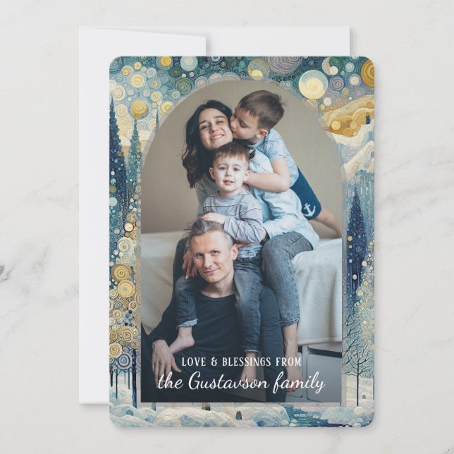 Anpassningsbar Roligt Färgfull Abstrakt Winter Won Julkort (Framsida)