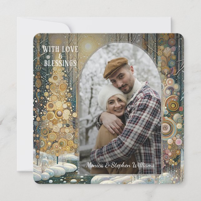 Anpassningsbar Roligt Färgfull Abstrakt Winter Won Julkort (Framsida)