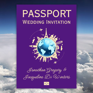 Anpassningsbar Roligt Globe Destinationspass Bröll Inbjudningar