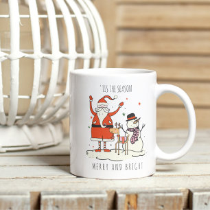 Anpassningsbar Roligt Santa Snögubbe Reindeer jul Två-Tonad Mugg