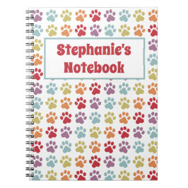 Anpassningsbar Roligt Vitraborst Färg Paw Skriv ut Anteckningsbok