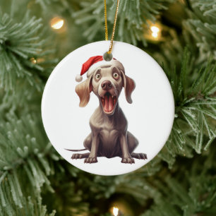 Anpassningsbar Roligt Weimaraner Hund Julgransprydnad Keramik