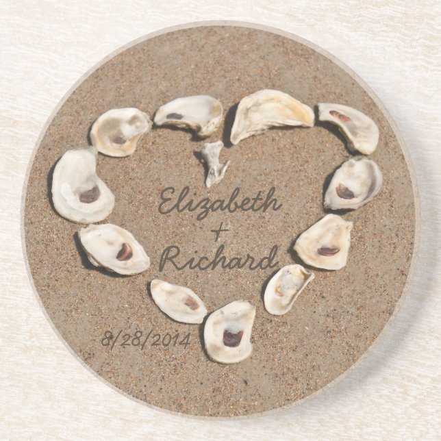 Anpassningsbar Romantic Namn Sea Snäcka Heart Unde Underlägg (Framsidan)