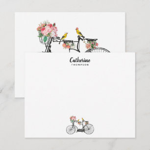 Anpassningsbar Romantisk Vintage Bicycle Flowers B Anteckningskort
