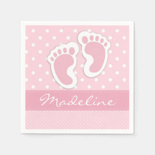 Anpassningsbar Rosa Baby Feet White Polkadots Mön Pappersservett