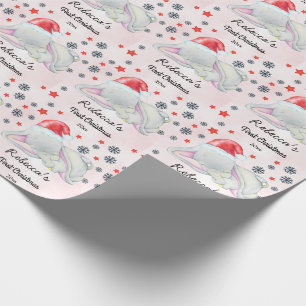 Anpassningsbar Rosa Baby Flicka Första julen Elep Presentpapper