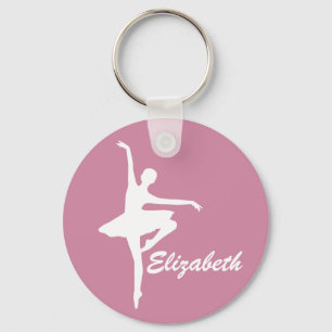 Anpassningsbar Rosa Ballerina Nyckelring