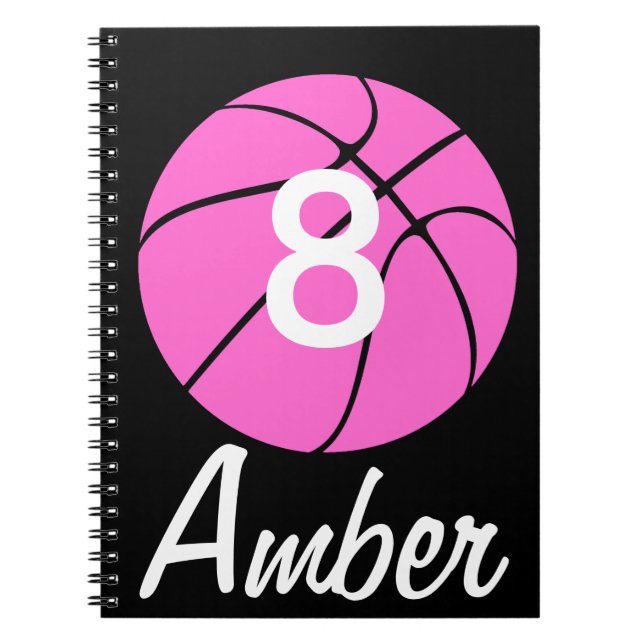 Anpassningsbar Rosa Basketball Anteckningsbok Med Spiral (Framsidan)