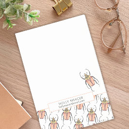 Anpassningsbar Rosa Beetles Mamma Kontaktinformati Post-it Block