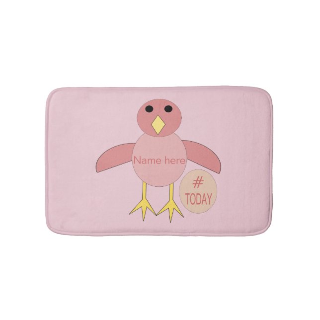 Anpassningsbar Rosa Birthday Girl Chick Bath Mat Badrumsmatta (Framsidan)