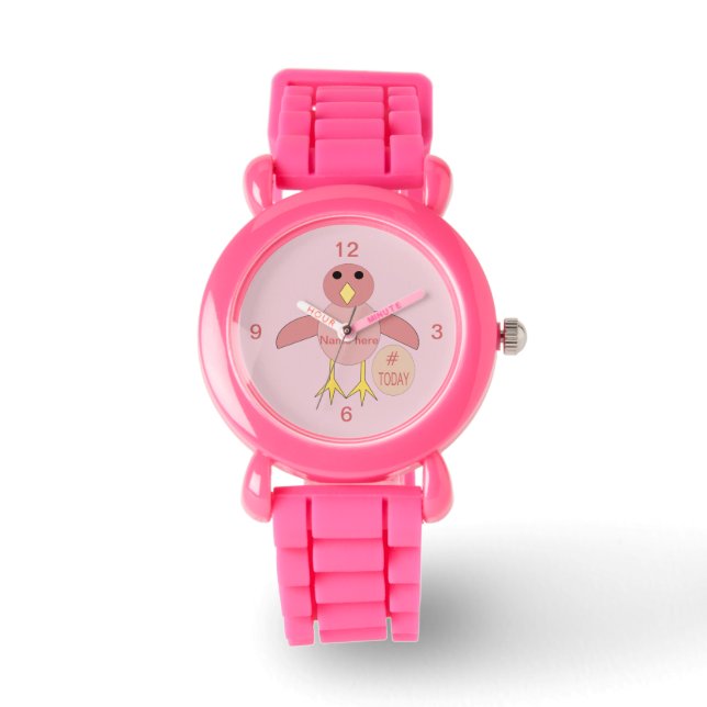 Anpassningsbar Rosa Birthday Girl Chick Kids Watch Armbandsur (Framsida)