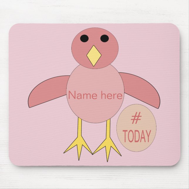 Anpassningsbar Rosa Birthday Girl Chick Mousepad Musmatta (Framsidan)