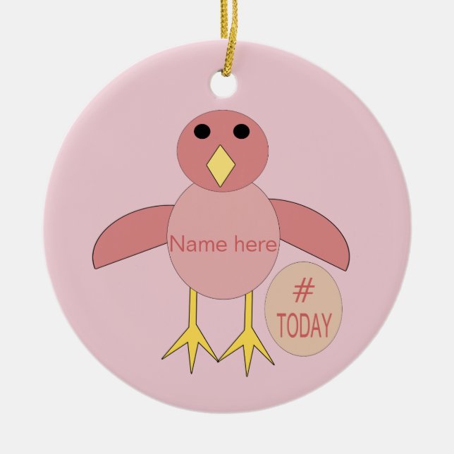 Anpassningsbar Rosa Birthday Girl Chick Ornament (Framsidan)