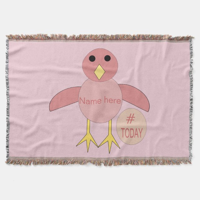 Anpassningsbar Rosa Birthday Girl Chick Throw Blan Filt (Framsidan)