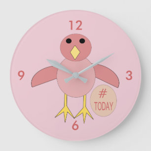 Anpassningsbar Rosa Birthday Girl Chick Wall Clock Stor Klocka