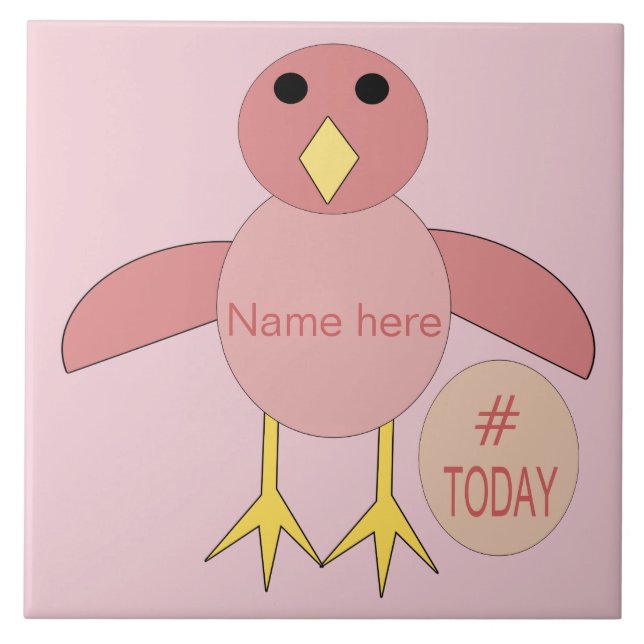Anpassningsbar Rosa Björndags Chick Bear Tile Kakelplatta (Framsidan)