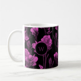 Anpassningsbar Rosa Black Blommigt Coffee Mugg