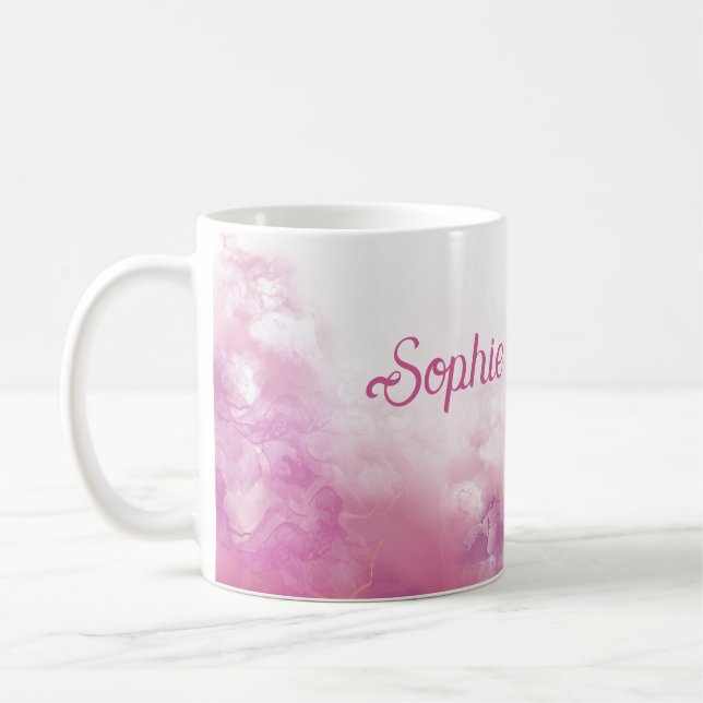 Anpassningsbar Rosa bläck marmor Kaffemugg (Vänster)