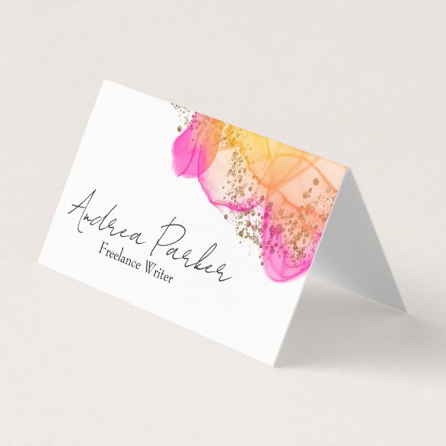 Anpassningsbar Rosa Bläck Simple Modern QR Code Visitkort (Framsida)