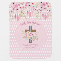 Anpassningsbar Rosa Blommigt Boho Girls BAPTISM CH