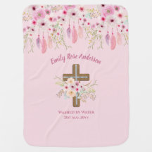 Anpassningsbar Rosa Blommigt Boho Girls BAPTISM CH