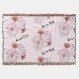 Anpassningsbar Rosa Blommigt Nursery Throw Blanket Filt