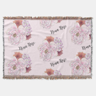 Anpassningsbar Rosa Blommigt Nursery Throw Blanket Filt