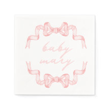 Anpassningsbar Rosa Bow Baby Shower Napkins