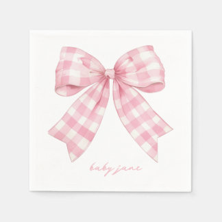 Anpassningsbar Rosa Bow Baby Shower Napkins Pappersservett