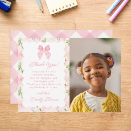 Anpassningsbar Rosa Bow Blommigt Coquette Aestheti Tack Kort