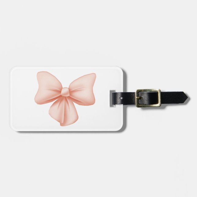 Anpassningsbar Rosa Bow Luggage Tag Bagagebricka (Horisontell Framsida)