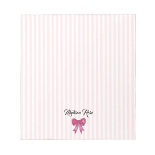Anpassningsbar Rosa Bow Rosa Rand Preppy Anteckningsblock