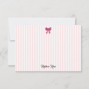 Anpassningsbar Rosa Bow Rosa Rand Preppy Tack Kort