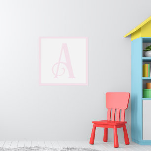 Anpassningsbar Rosa Brev A Monogram Retro Nursery Poster