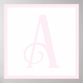 Anpassningsbar Rosa Brev A Monogram Retro Nursery Poster