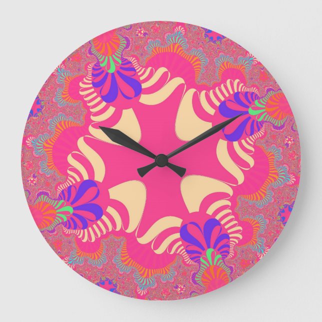 Anpassningsbar Rosa Bubblegum Kor Large Wall Clock Stor Klocka (Framsida)