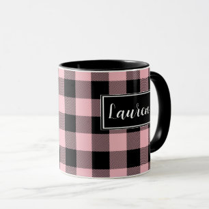 Anpassningsbar Rosa Buffalo Check Pput Mugg