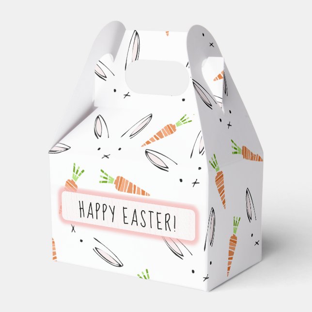 Anpassningsbar Rosa Bunny Rabbit och Carrot Mönste Presentaskar (Framsidan Sidan)