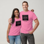 Anpassningsbar Rosa Business Namn och Logotyp Bran T Shirt<br><div class="desc">Anpassningsbarnas skjorta för rosa har professionellens utformning av logotypen, tillsammans med en ordalydelse för ditt företag namn, slogan, webbplats, plats eller annan information som kan vara personlig. Lägg helt enkelt till logotypen för ditt företag i det svarta runda platshållarbildsutrymmet och fyll i enligt önskad ordalydelse. Shirt färg och stil kan...</div>